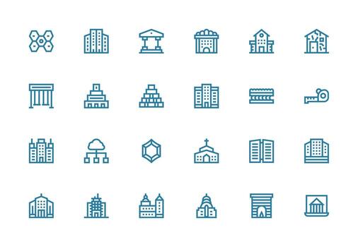 Architecture Design Icons featuring 24 in Thick Line Line Style Scalable Icon Pack vector