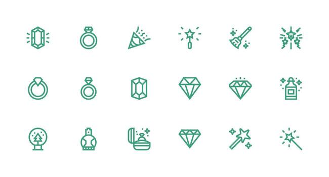 Strong Stroke Line Style Sparkle Icons with 18 Vectors Multi-Purpose Icon Set
