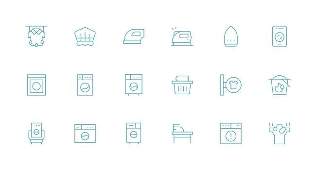 18 Icons for Dryer in Minimal Line Format Balanced Icon Set for Functional Design vector