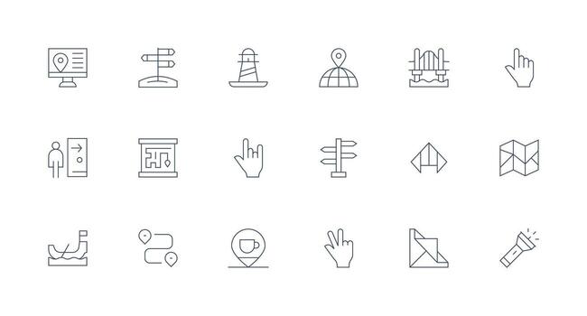 Navigation featuring 18 Icons in Minimal Line Design Modern Icon Set vector