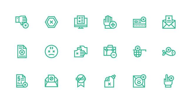 18 Icons for Not Accepted in Strong Stroke Line Format High-Resolution Icons for Any Platform vector