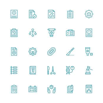 25 medio carrera contorno estilo íconos desde procedimiento colección de múltiples fines icono paquete para plantillas vector