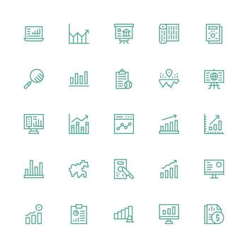 25 Medium Stroke Outline Icons for Statistics Graphics Neatly Designed Icons for Web Platforms vector