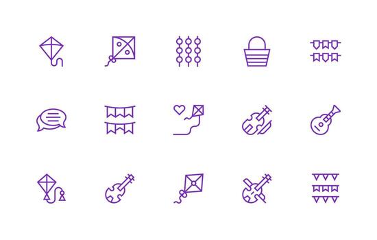 String including 15 Regular Line Illustrations UI and UX Focused Icon Collection vector
