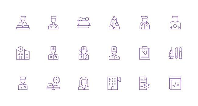 Exam Set with 18 Minimal Line Icons Functional Icon Series vector