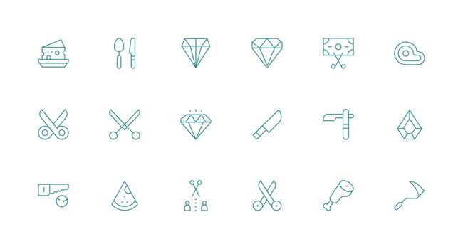 Cut Design Icons featuring 18 in Minimal Line Style Customizable Icon Series for Mobile Screens vector
