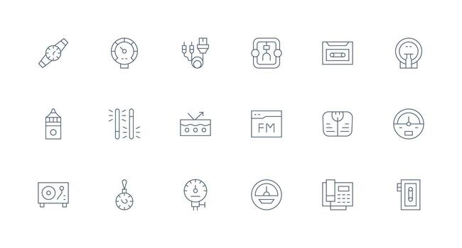 Minimal Line Style Analog Icons with 18 Vectors Digital Icon Collection