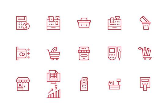 15 Regular Line Vectors for Checkout Theme Clean Icon Collection for Web Use