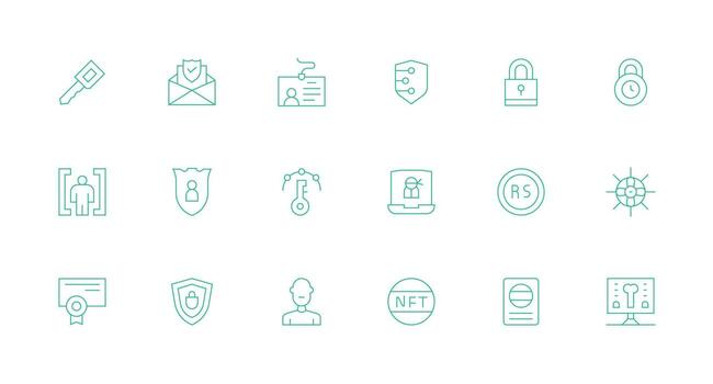 18 Minimal Line Vectors for Authentication Theme Multi-Purpose Icon Pack for Templates