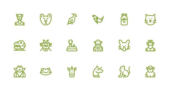 Strong Stroke Line Style Creature Icons with 18 Vectors Full Icon Library for UI Designers