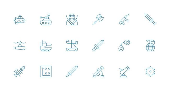 Minimal Line Icons from Attack Set with 18 Vectors Multi-Style Icon Collection