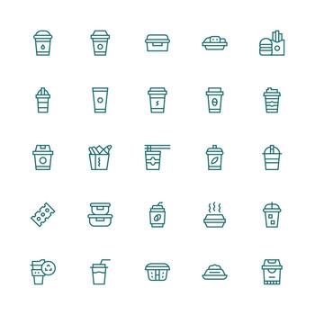 Disposable Design Icons featuring 25 in Medium Stroke Outline Style Simplified Icon Pack for Visual Tools vector