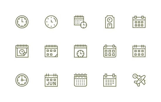 regular línea estilo calendario íconos con 15 vectores alta resolución íconos para ninguna plataforma