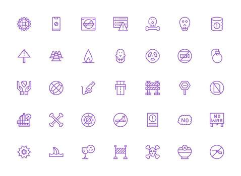 35 Regular Clean Line Style Icons from Caution Collection Interface Icon Collection for Daily Projects vector