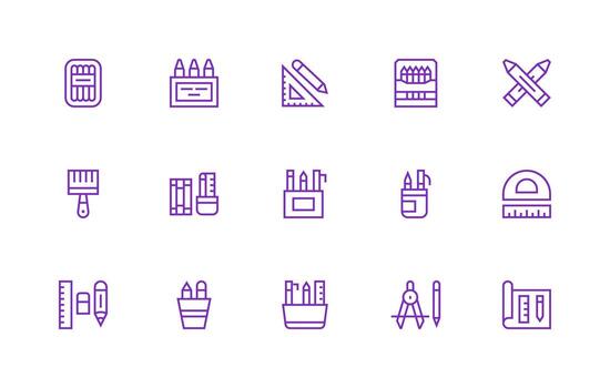 regular línea íconos desde dibujo herramientas conjunto con 15 vectores limpiar icono colección para web utilizar