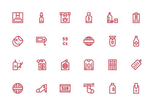 Label Set with 24 Thick Line Line Icons Icons Built for Visual Consistency Pack vector