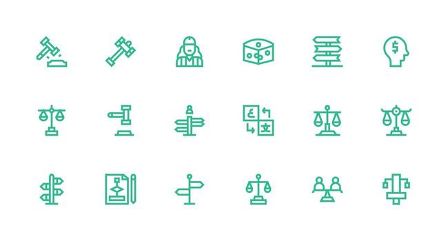 18 Icons for Decision in Strong Stroke Line Format Icon Set for Apps vector
