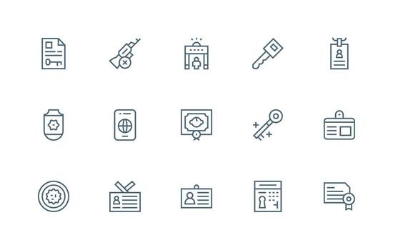 15 Icons for Authorization in Regular Line Format Multi-Style Icon Collection vector