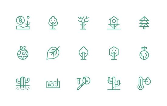 Environment Design Icons featuring 15 in Regular Line Style Design Ready Icon Set for Teams vector