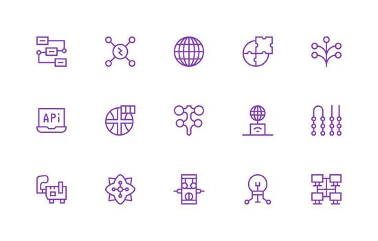 Regular Line Icons from Connection Point Set with 15 Vectors Organized Icon Pack for Quick Access