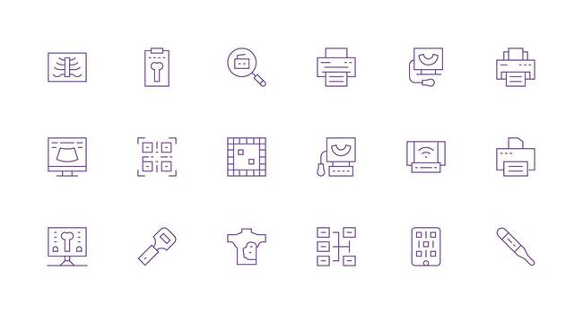 Minimal Line Style Scan Icons with 18 Vectors Complete Icon Bundle for Web Design