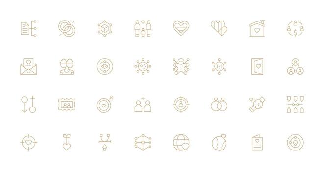 Thin Line Style Relationship Icons with 32 Vectors Reusable Icon Set