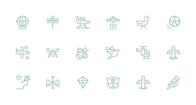 Minimal Line Style Flying Icons with 18 Vectors Functional Icon Series