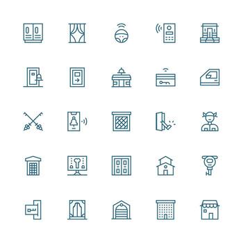 medio carrera contorno íconos desde puerta conjunto con 25 vectores esencial icono conjunto para equipos