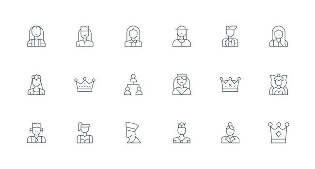 Leader Design Icons featuring 18 in Minimal Line Style Multi-Style Icon Collection vector