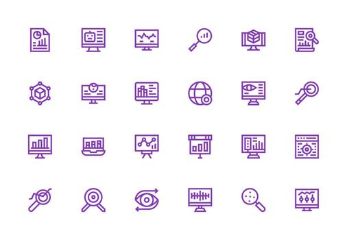 24 Thick Line Line Style Icons from Visualization Collection Pixel Perfect Icons for Modern Apps vector
