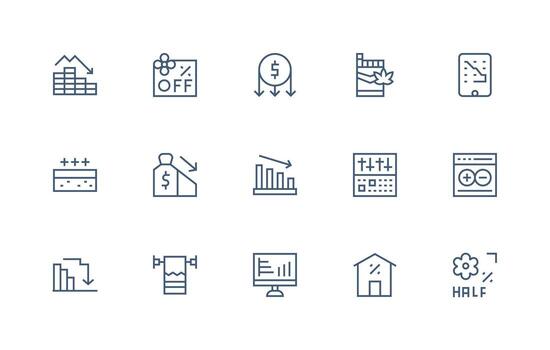 15 Icons for Decrease in Regular Line Format Digital Product Icons for Fast Delivery vector