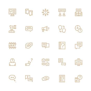 Question Icon Set with 25 Medium Stroke Outline Graphics Detailed Icon Collection for Design Systems vector