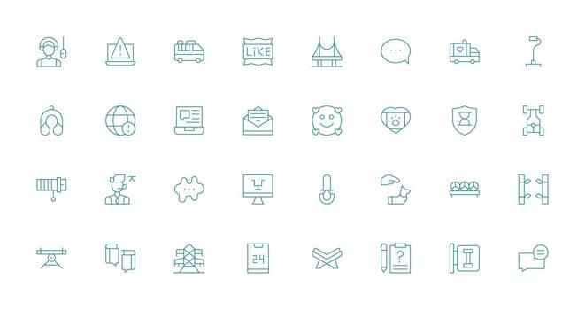 32 íconos para apoyo en Delgado línea formato organizado paquete para proyecto bienes vector