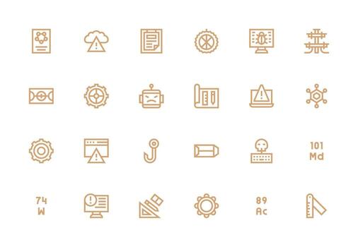Technical Design Icons featuring 24 in Thick Line Line Style Optimized Icon Pack for Digital Products vector