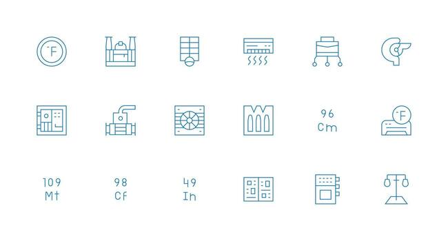 18 Minimal Line Style Icons from Unit Collection Well-Structured Icons for Creative Use vector