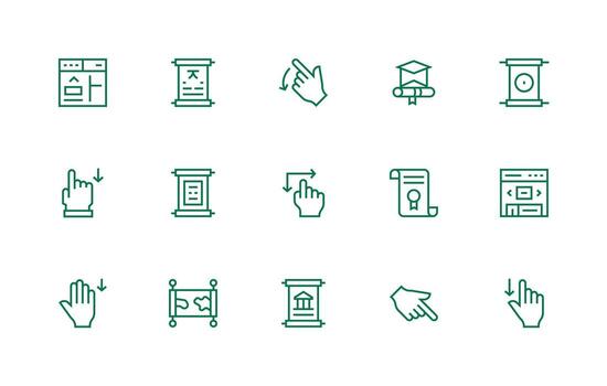 15 Scroll Icons in Regular Line Aesthetic Simple Icons for Interface and Wireframes vector