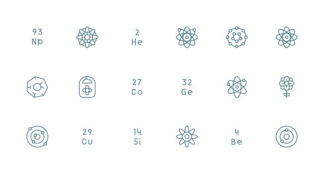 Atom Icon Collection with 18 Minimal Line Designs Essential Icon Set for Teams vector