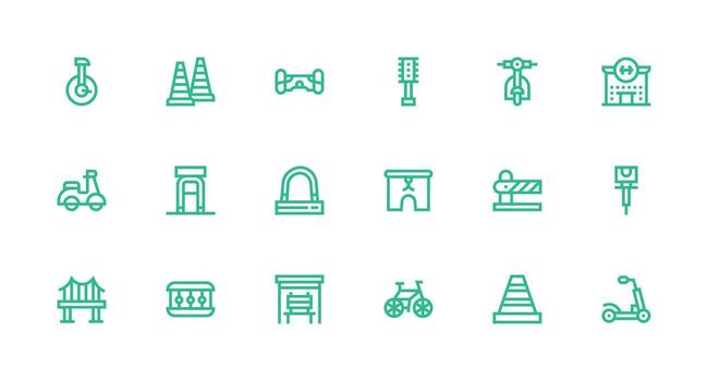 18 Strong Stroke Line Style Icons from Pedestrian Collection Quick Access Icons for UI Development vector