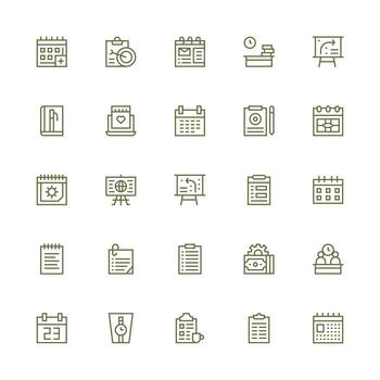 25 Medium Stroke Outline Icons for Planning Graphics UI and UX Focused Icon Collection vector