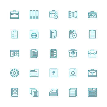 Documents featuring 25 Icons in Medium Stroke Outline Design Full Icon Library for UI Designers vector