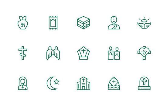 Holy Design Icons featuring 15 in Regular Line Style Scalable Icons for Cross-Platform Interfaces vector