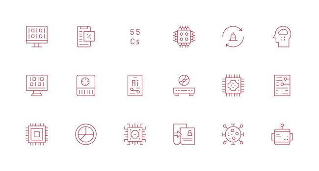 Data Processing Set with 18 Minimal Line Icons Multi-Purpose Icon Set vector