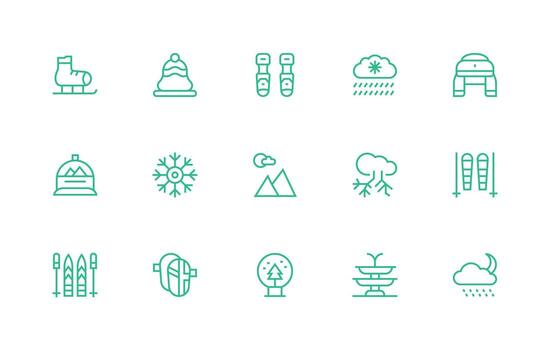 15 Regular Line Icons for Snow Graphics Interface Icons for Daily Use vector