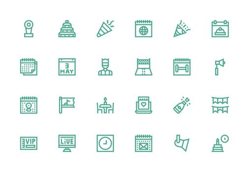 Event featuring 24 Icons in Thick Line Line Design Complete Icon Bundle for Web Design vector