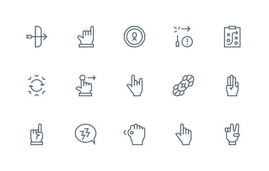 acción conjunto con 15 regular línea íconos versátil icono colección para diseñadores vector