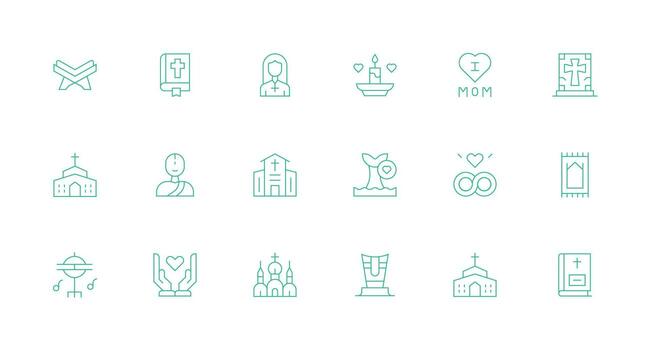 Devotion Icon Set with 18 Minimal Line Graphics Icons Built for Visual Consistency Pack vector