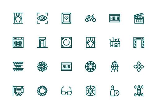 24 Thick Line Line Style Icons from Frame Collection Clean Icon Collection for Web Use vector