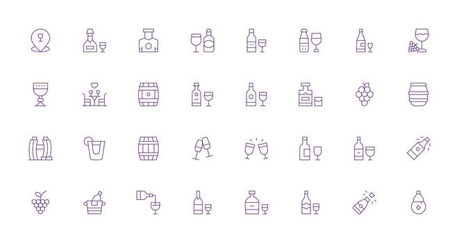 vino diseño íconos presentando 32 en Delgado línea estilo diseño icono colección vector