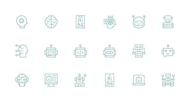 18 Minimal Line Icons for Artificial Intelligence Graphics Line Icon Collection vector