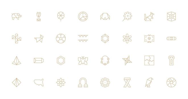 32 Thin Line Icons for Shape Graphics Multi-Style Icon Collection vector